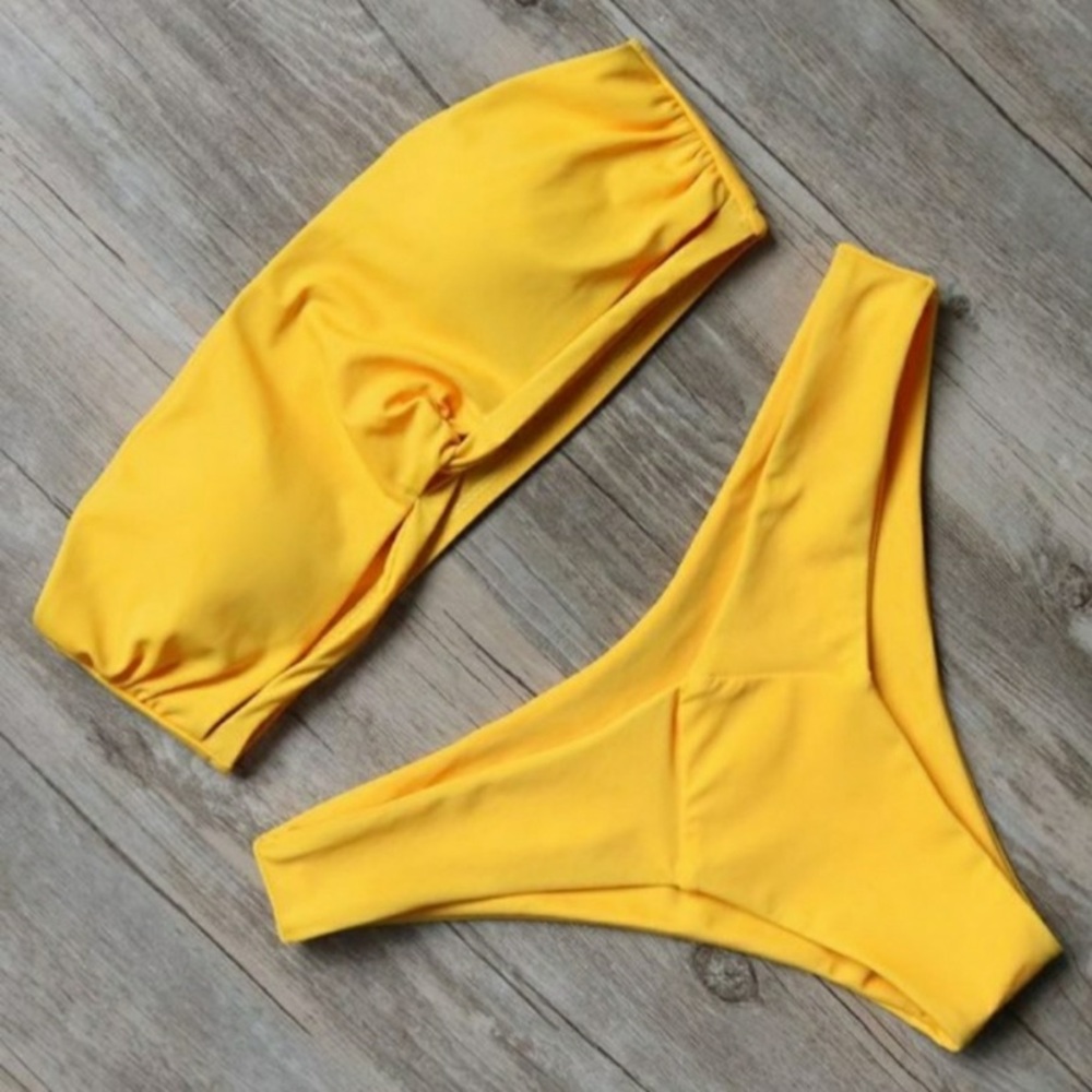 Yellow Brazilian Bandeau Bikini Swimwear Suit